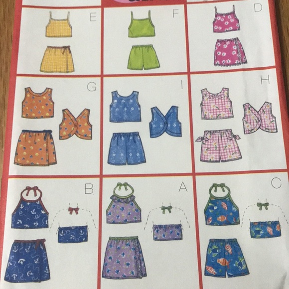 Vintage sewing pattern Butterick 6101 little girls top skirt and shorts - Picture 2 of 4